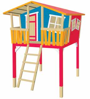 Kinderspielhäuser 11 Art. 67011 CRAZY Andy CRAZY Leon mit Multi-Play Color gestrichen NEU Der Farbenplaner für Kinderspielhäuser Wenn man Kinder fragt, können Dinge nicht bunt genug sein.