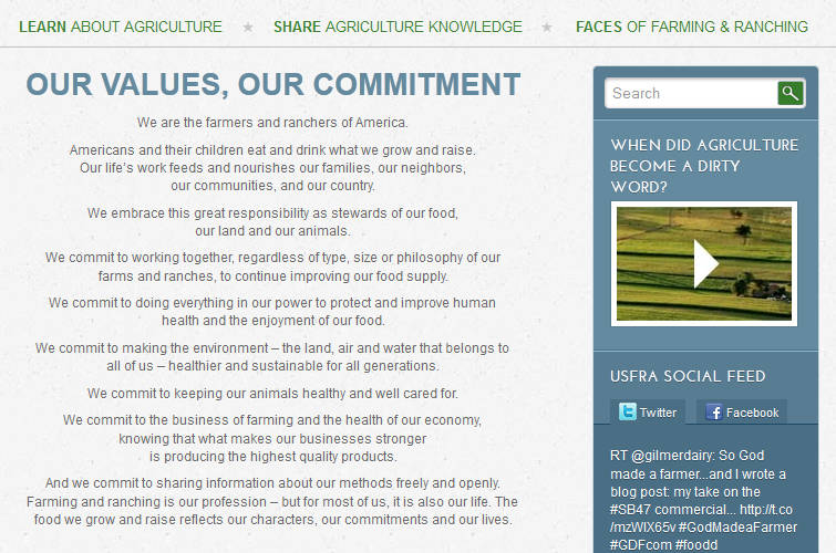 1. Verorten Best practice-beispiel Das Manifest der US Farmers and Ranchers Alliance (USFRA)