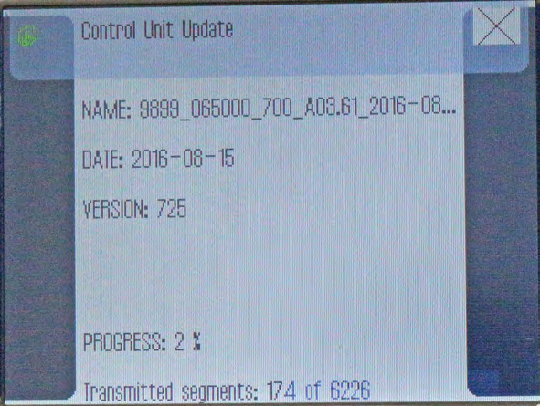 Software-Update für die Maschinenklasse 650-16 Die Maschine startet automatisch neu. Es erscheint der Hinweis 8403: Maschine hat ein veraltetes Programm. Soll das neue Programm übertragen werden? Abb.