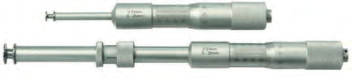 Innen-Quernuten-Messschraube M 79 Groove micrometer zum Messen von Innen-Quernuten Spindelsteigung 0,5 mm, Ablesung 0,01 mm Messtrommel und Messhülse mattverchromt mit Doppel-Skalierung für Innenund