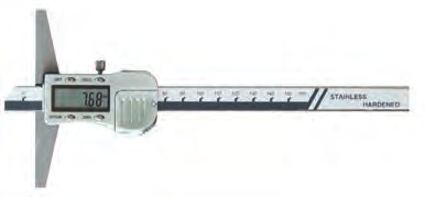 Digital-Tiefen-Messschieber 6048 Digital depth caliper aus rostfreiem Stahl, gehärtet mit Metallgehäuse Ablesung 0,01 mm oder 0,0005 Genauigkeit DIN 862 made of stainless steel, hardened with metal