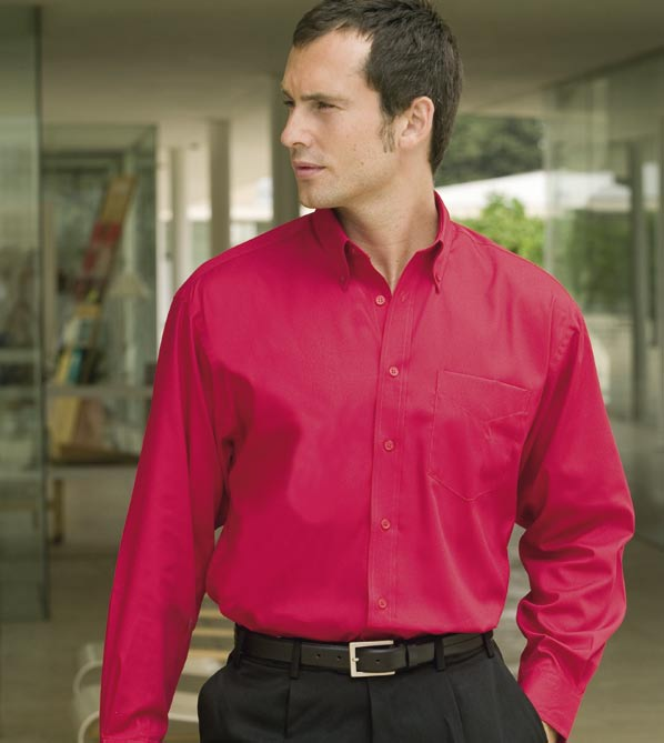 Hemden & Blusen (Oxford) K105 Premium Oxford Shirt langarm Mischgewebe Oberhemd. Brusttasche. Button-down Kragen. 2 Ersatzknöpfe. Gewebtes Label.