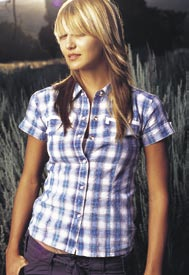 Hemden & Blusen (Freizeit) E6150 Cotton Rips Hemd Girls Sonan Shirt WB452 Modisches Kurzarm-Hemd mit feiner Rips-Struktur. Promodoro 140 g/m² Art. Nr.