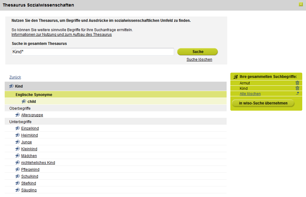 Beispiel Thesaurus Sozialwissenschaften GBI-Genios