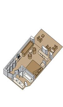 Superior Veranda-Suiten Kategorie: SS, SY, SZ 2 Einzelbetten zu 1 Queen-Bett zusammenstellbar, Badezimmer mit zwei Waschbecken, großer Whirlpool, Dusche und zusätzliche Duschkabine, großer