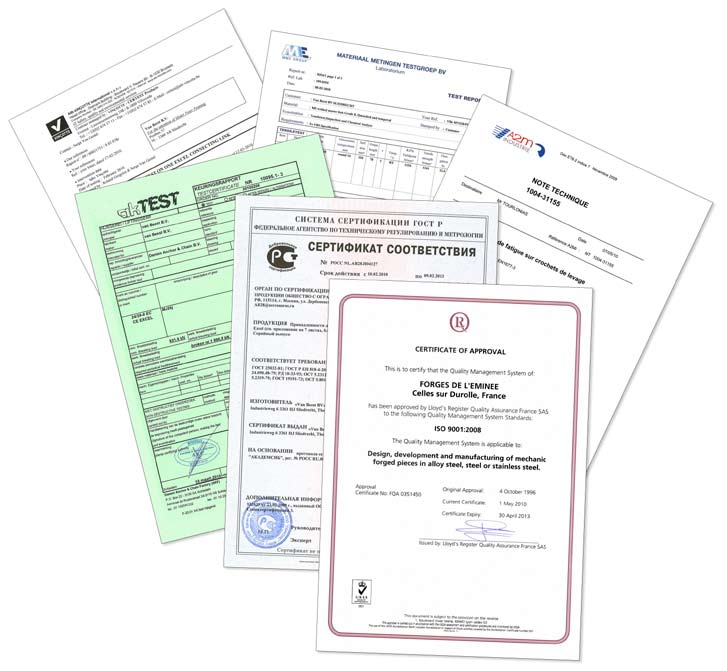 Zertifikate Je nach Produkt- und Zertifikatsverfügbarkeit werden folgende Zertifikate in diesem Katalog genannt; Werkszeugnis nach EN 10204-2.1 oder 2.2; Materialzeugnis nach EN 10204-3.