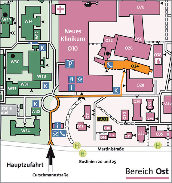 So finden Sie uns Adresse Hubertus Wald Tumorzentrum- Universitäres Cancer Center Hamburg (UCCH) Zentrale Anlaufstelle Haus Ost 24, EG rechts Martinistr.