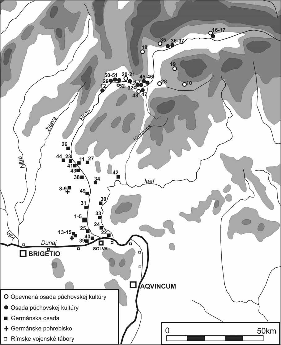 258 Ján BELJAK Obr. 1. Mapa nálezísk zo staršej doby rímskej v oblasti Pohronia.