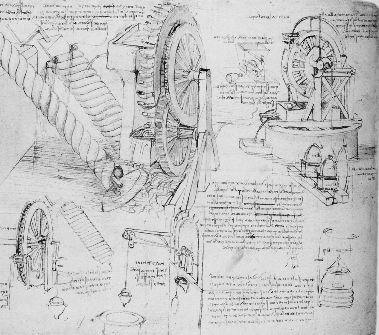 Digitale Bibliothek Braunschweig Zur Modellierung und Simulation von Turbulenz 109 Abb. 2: Leonardo Da Vinci Entwurf einer Wasserhebeeinrichtung, 1480.