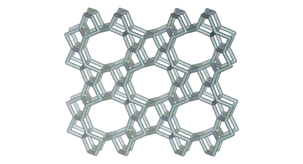 17 ZSM-22 (TN) Zeolith ZSM-22 besitzt ein eindimensionales Porensystem aus linearen 10-Ring-Kanälen (vgl. Abbildung 3.8). Die Abmessungen der ovalen Porenöffnungen betragen 0,44 0,55 nm. Abbildung 3.8: Strukturausschnitt von Zeolith ZSM-22.