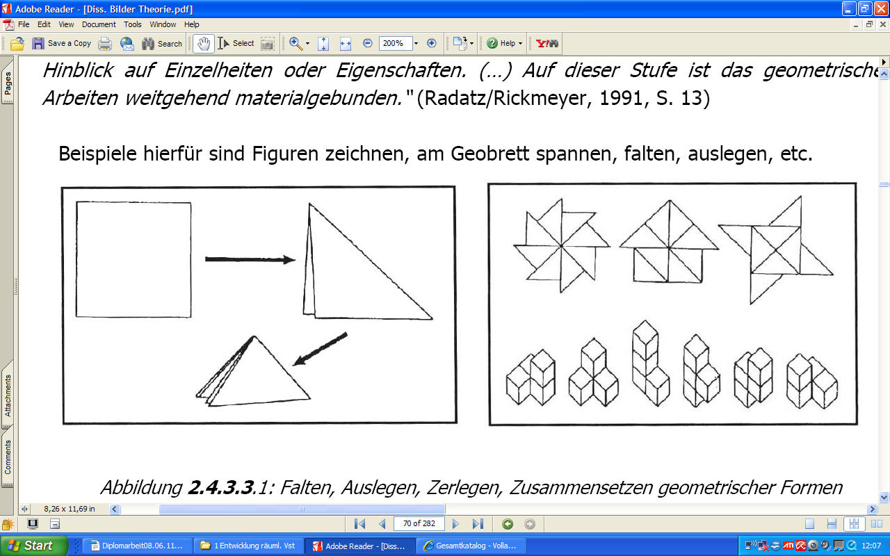 4 Entwicklung der Raumvorstellung Abb. 4.6: Falten, Auslegen, Zerlegen, Zusammensetzen geometrischer Formen 1.