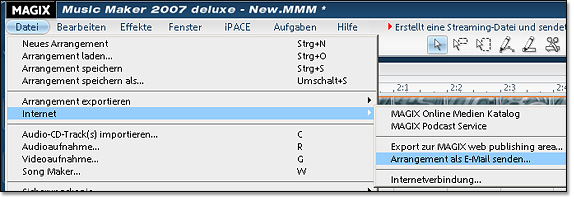 Erste Schritte MAGIX Music Maker 2007 13 Mixdown Wandeln Sie Ihr Arrangement in eine Audiooder Videodatei um.