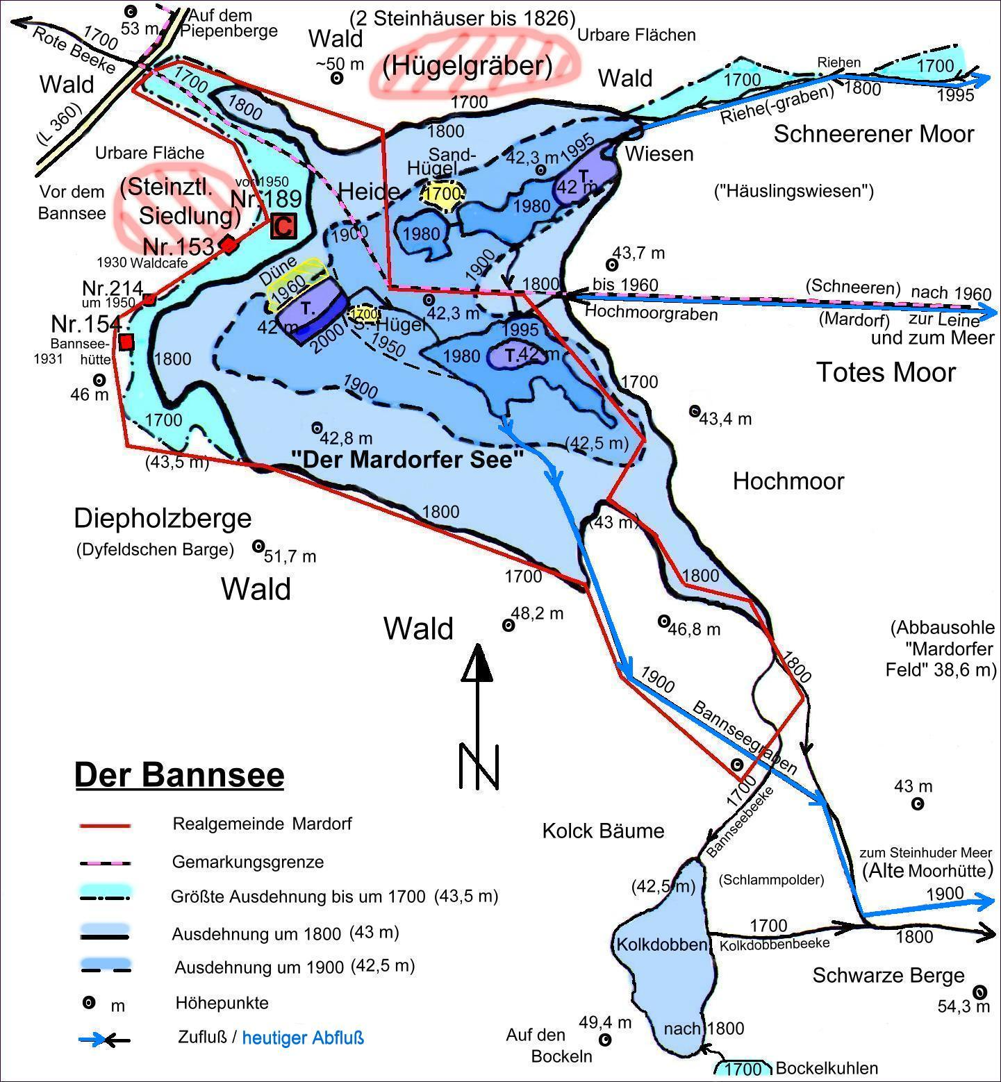 Sie beginnen Ihren Rundgang am Bannseeweg vom Behelfs-Parkplatz S Bannsee und gehen auf dem Schotterweg rechts am Campingplatz vorbei, geradeaus bis zum kleinen ehemaligen Holzgasthaus (6): Das