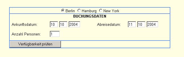 Beispiel: Verfügbarkeitsabfrage eines Distributors Fall: Ein Distributor betreibt eine Webseite über Berlin,