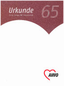 71134 Urkunden für 50 Jahre ohne Eindruck Klarsichtmappe im Metallic-Look mit "graviertem" AWO-Logo.