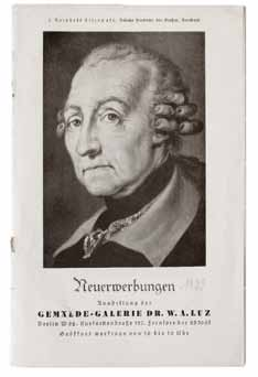 70 Bilder von Friedrich dem Großen, wie dieses Porträt aus dem 18. Jahrhundert von Reinhold Liszewski, bildeten einen Sammelschwerpunkt von Dr. Luz. Deckblatt des Galeriekatalogs, 1939.