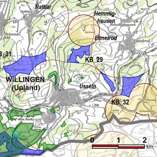 Kennung: KB 32 alt: KB_032 Arbeitsname: Mühlenberg Kommune/n: Willingen Ortsteil/e: Eimelrod 83,04 ha 1. Planentwurf 47,27 ha 44,74 ha Windgeschwindigkeit: 5.75 m/sek bis unter 6.