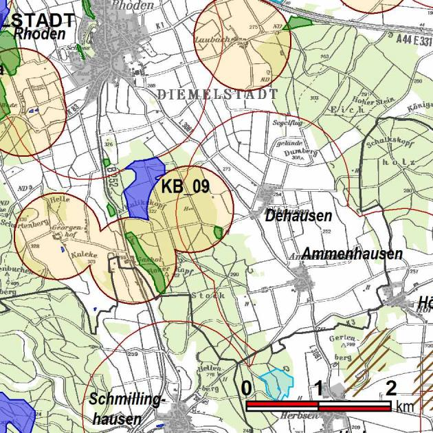 Kennung: KB 09 alt: KB_009 Arbeitsname: Kulikekopf Kommune/n: Diemelstadt Ortsteil/e: Rhoden 73,38 ha 1. Planentwurf 27,14 ha 27,30 ha Windgeschwindigkeit: 5.75 m/sek bis unter 6.