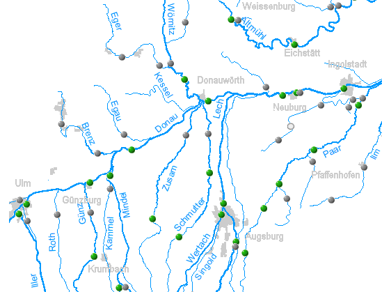 Übersicht der Pegel im EZG der Donau http://www.hnd.bayern.