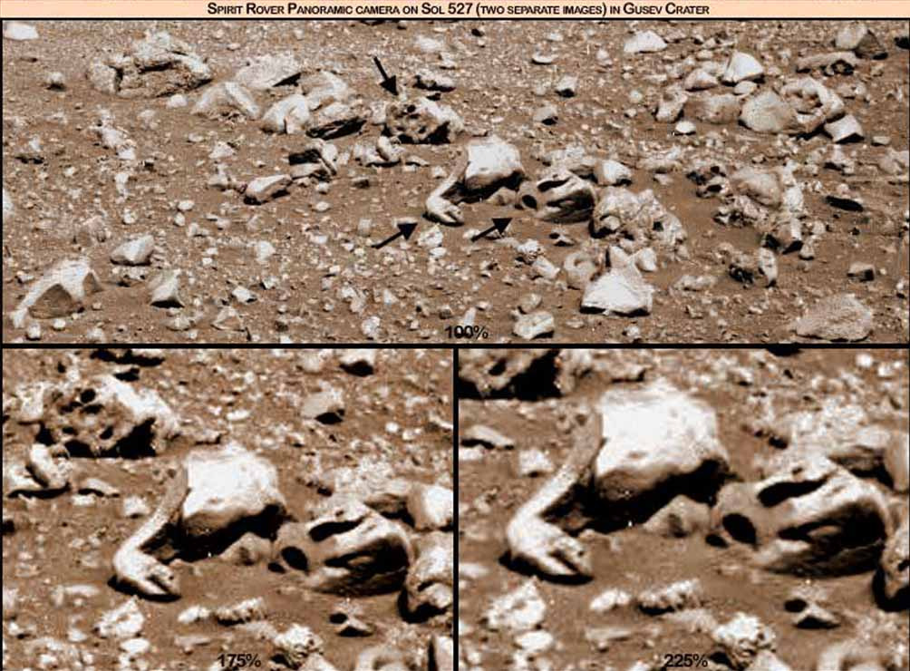 Diese Artefakte wurden vom Mars-Rover Spirit aufgenommen, der am 4.