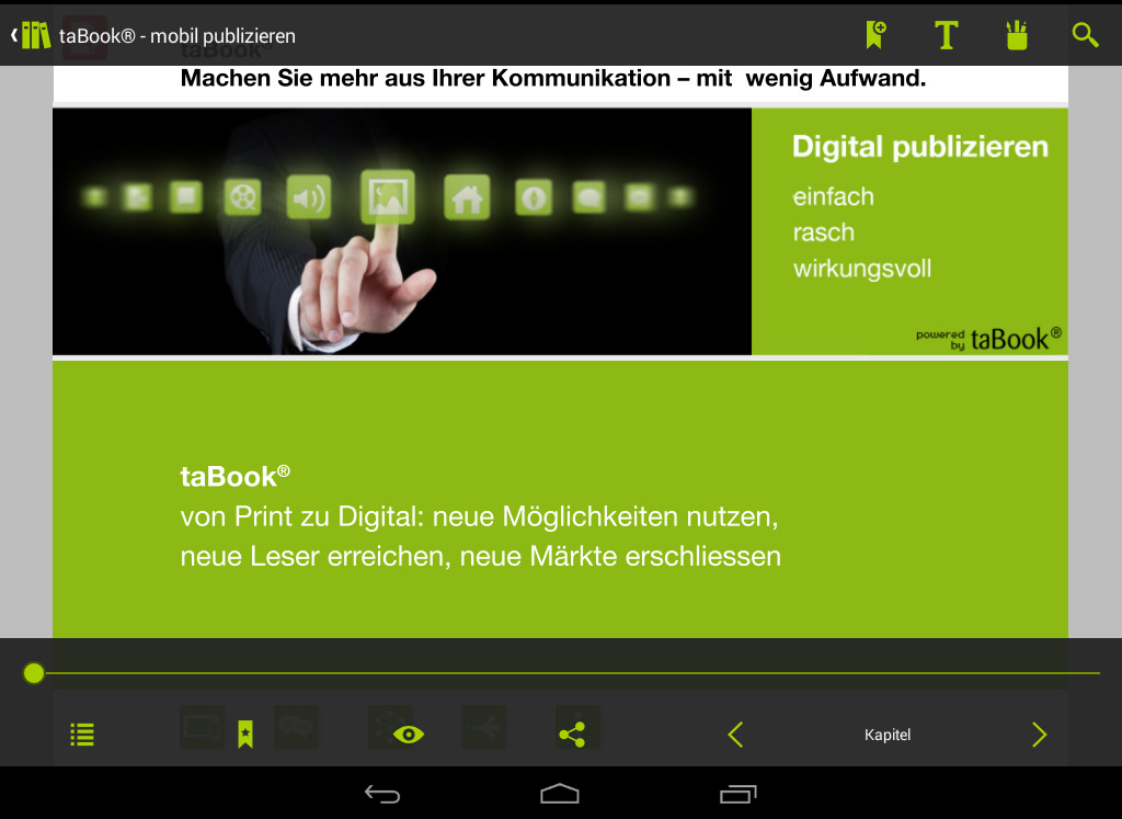 Readerübersicht Android Zurück zum Bereich Übersicht