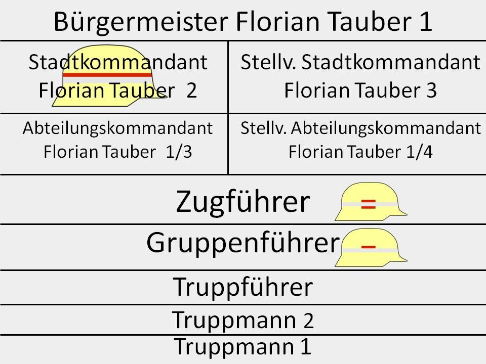 Seite 03 Jahresbericht 2013 Organisation Kommandant der Freiwilligen Feuerwehr Tauberbischofsheim ist Michael Noe (Florian Tauber 2).