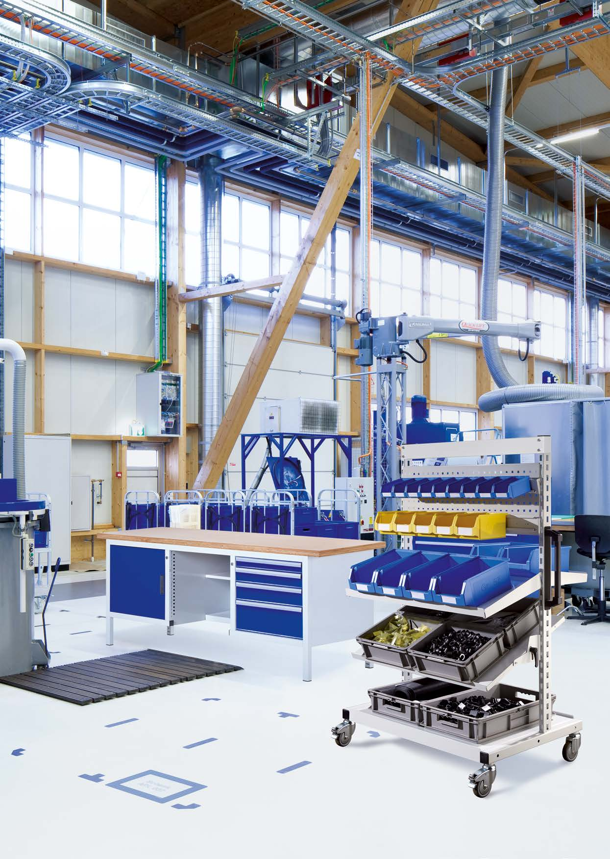 Montagewagen LISTA-Montagewagen optimieren den Materialfluss zwischen einzelnen Arbeitsplät zen, Warenlager und Versand.