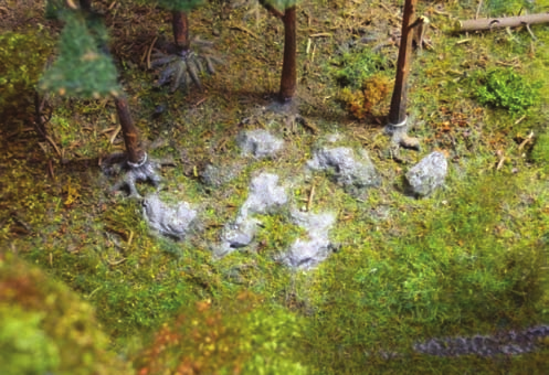 Am oberen Ende der Lindenreihe sieht man an der Böschung zu dem Kiefernwald, dass Felsen aus dem Boden herausschauen.