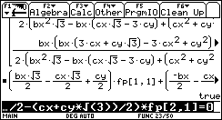 Da der Voyage nicht gewillt ist diese Gleichungen zu lösen, legen wir selbst Hand an und lösen gb und gc mit der Methode der gleichen Koeffizienten (Elimination von x).