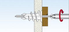 Dübel Tox Allzweckdübel TRI 3-fach geteilter Allround-Dübel ohne Dübelkappe, hält in fast allen Baustoffen, für Vor- und Durchsteckmontage Drehsicherungen verhindern das Mitdrehen im Bohrloch.