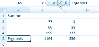 Kapitel 3 Texte in Excel eingeben Excel unterscheidet in den Zellen zwischen Zahlen (rechtsbündig), Texten (linksbündig) und Formeln (Gleichheitszeichen).