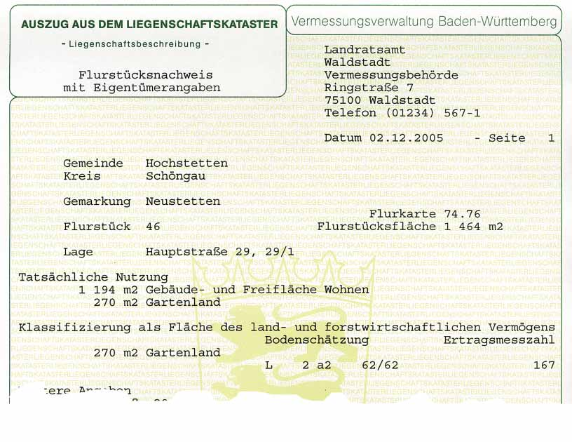 Das Liegenschaftskataster Datenquelle der Flächenerhebung Thomas Betzholz, Frank Wöllper Dipl.-Ing. agr.