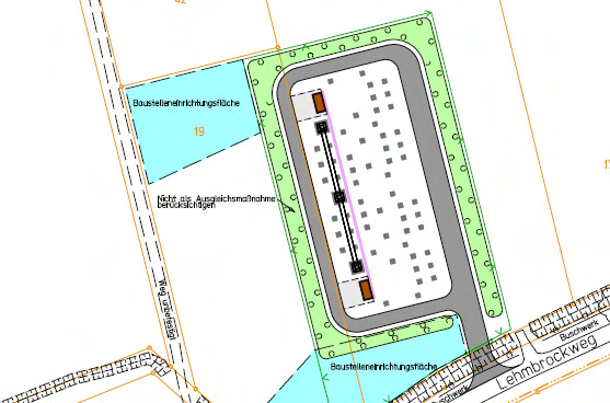 Umweltwirkungen Erdkabel: Bauwerke Flächeninanspruchnahme Kabelübergabestation (Projektbeispiel) Quelle: Amprion KÜS Löchte Gesamtfläche: ca. 6.500 m² davon ca. 1.