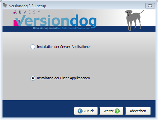 Installation schrittweise Anleitung 1. Öffnen Sie das Client-Setup-Verzeichnis von versiondog und führen Sie die Datei "Setup.