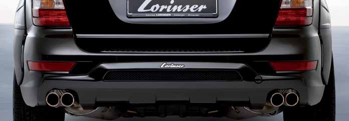 appearance. At the back, the Lorinser M-Class impresses with a powerful sports rail and a sport exhaust with two built-in twin tailpipes.