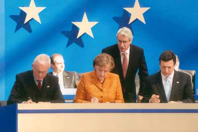 2007 in Berlin (Europäische Kommission) Berliner Erklärung, 25.3.2007. Der Präsident des Europäischen Parlaments, Hans-Gert Pöttering, Bundeskanzlerin Angela Merke!