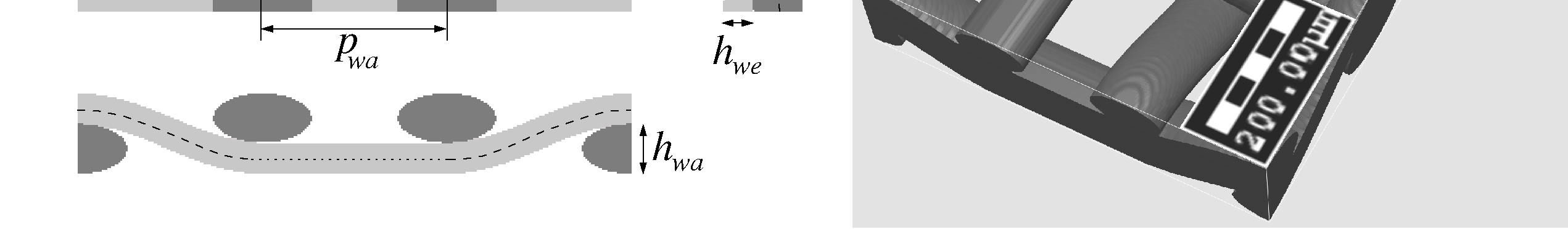 Abbildung 2: Virtuell generiertes Köpergebe (2/2-Bindung) mit h = h = 50µm, w = w =