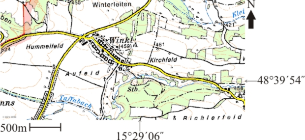 6 Abbildung 4: Umgebung von Winkl mit genauer Lage des Steinbruches südöstlich des Ortes (Ausschnitt aus ÖK 1 : 50000, www.austrianmap.