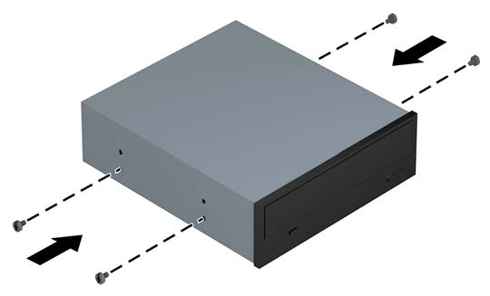 Installieren eines 5,25-Zoll-Laufwerks HINWEIS: HP bietet kein 5,25-Zoll optisches Laufwerk für dieses Computer-Modell. Ein 5,25-Zoll optisches Laufwerk kann von einem Dritthändler erworben werden. 1.