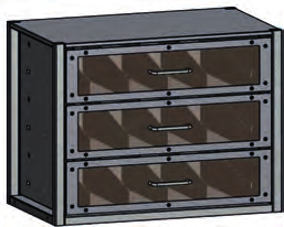 C-Teile-Management-Regalsystem Kofferauszugsmodul, 5-fach Kofferauszugsmodul mit Schublade