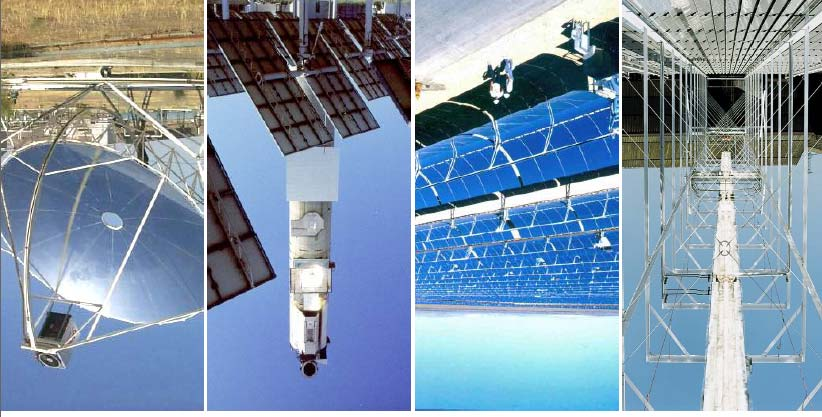 Konzentrierende Systeme Dish-Stirling Solarturm Parabolrinnen Linearer