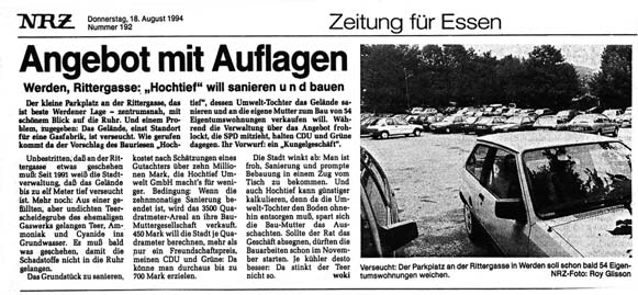 Beispiele aus der Praxis 3 Abbildung 3.69: Zeitungsausschnitt, NRZ vom 18.8.1994 von der Stadt Essen zu kaufen, zu sanieren und anschließend mit Wohnungen zu bebauen.