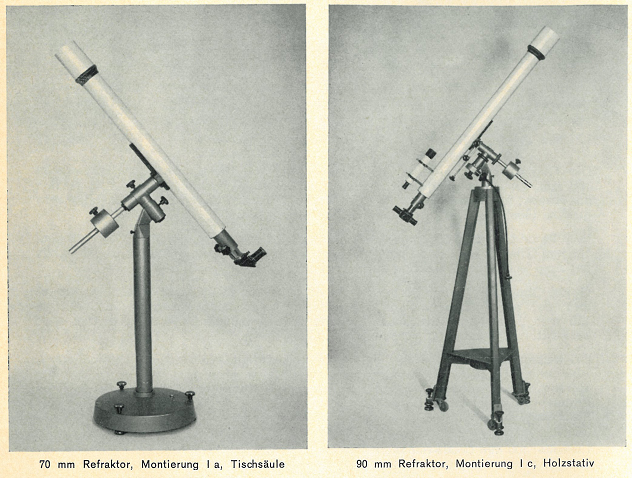 110kg) mit aufgesetzter Stahlsäule (Höhe nach Wunsch) für eine stabile, ortsfeste Aufstellung erworben werden. Abb. 15 a: Wachter Refraktor 70/1000 auf Montierung I und kleiner Rundsäule.