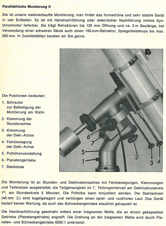 Abb. 17: Wachter Montierung ASTRONOM II in der Version von 1965 bis 1972.