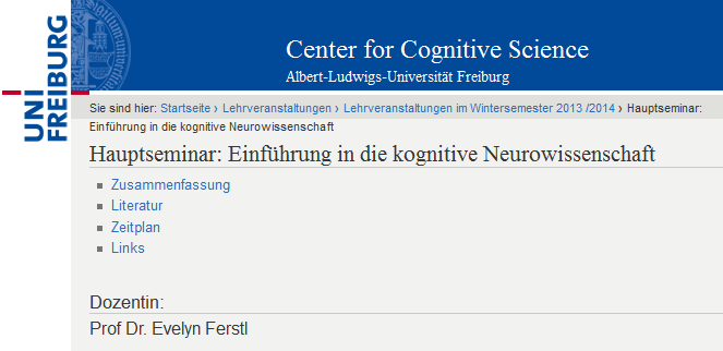 Webseite 10/29/2013 3 Zielgruppe Studierende der Kognitionswissenschaft
