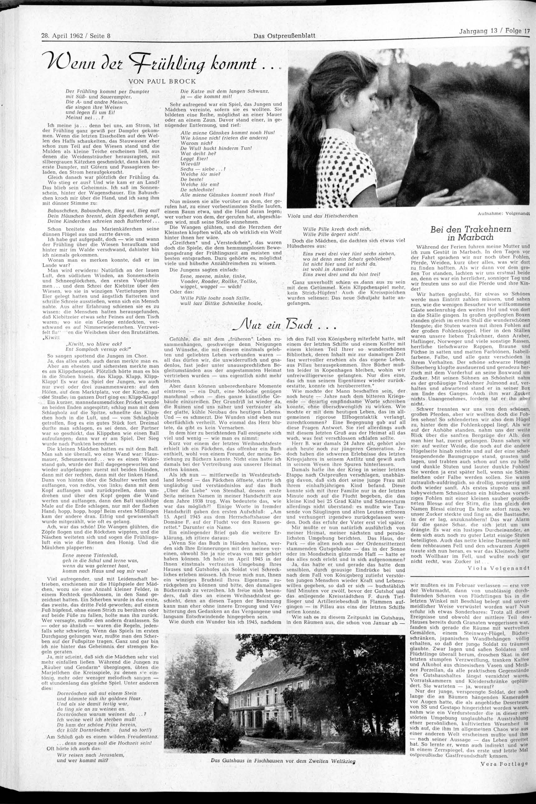 28. April 1962 / Seite 8 Das Ostpreußenblatt 2<zt ^ptäfillncf kommt.. VON PAUL Der Frühling kommt per Dampier mit Süß- und Sauerampfer.