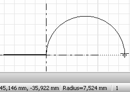 Das rechte Feld nennt die aktuelle Richtung der Gummibandlinie, wobei die X-Achse die 0 -Richtung vorgibt und positive Winkel entgegen dem Uhrzeigersinn verstanden werden.