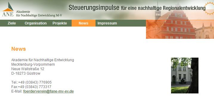 1. Die Akademie für Nachhaltige Entwicklung Mecklenburg-Vorpommern http://www.nachhaltigkeitsforum.