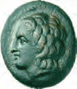 150,- 123 LARISA KREMASTE 123 Bronze, 300-270. Kopf eines Jünglings (Achilleus?) mit langem, lockigen Haar nach links.