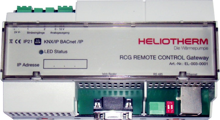 Photovoltaik Integration Remote Control Hardware Gateway RS232 Schnittstelle zum Webregler RJ45 Ethernet Remote